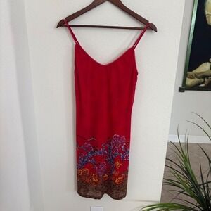 Y2K Frederick's of Hollywood Red Floral Print Dress Mini Size 10